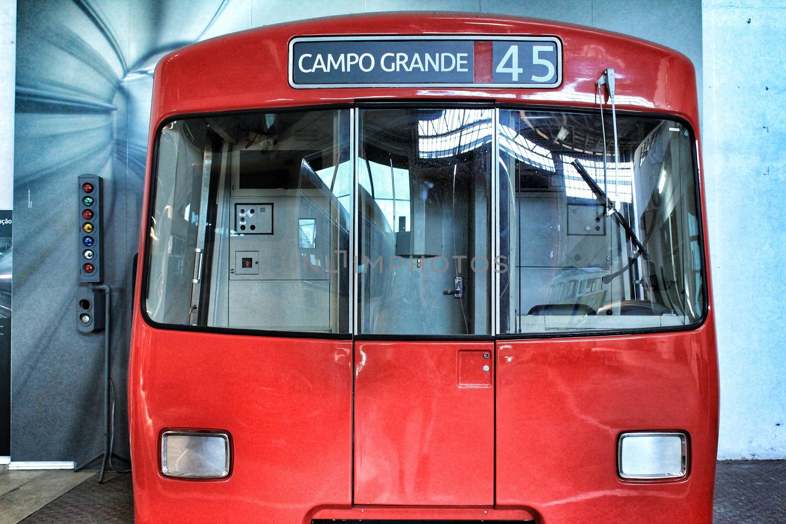 Reproduction of red subway cabin in Lisbon