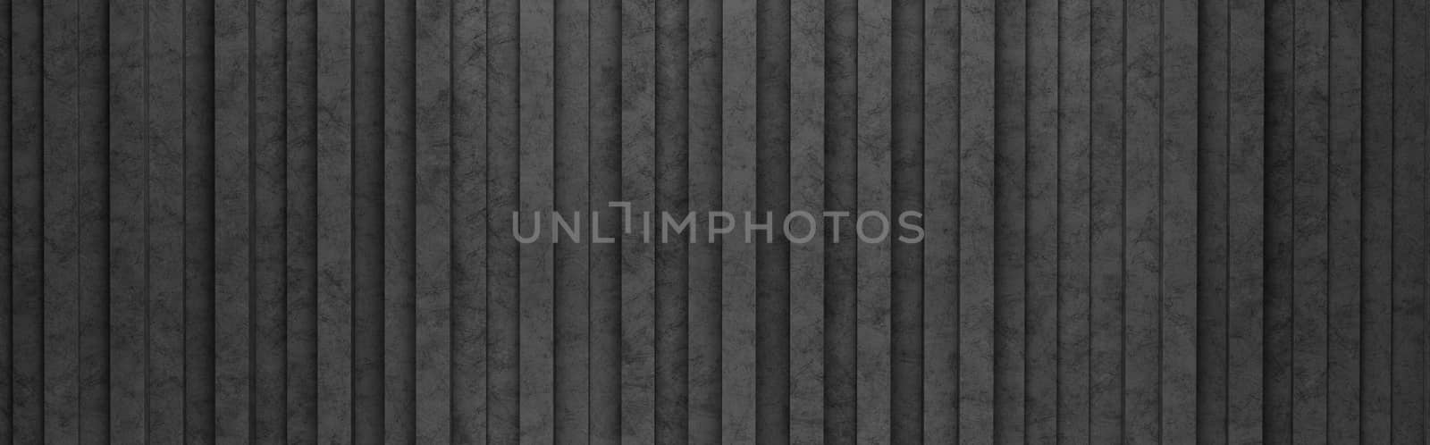 Wall of Black Vertical Stripes Arranged in Random Height 3D Pattern Background Illustration