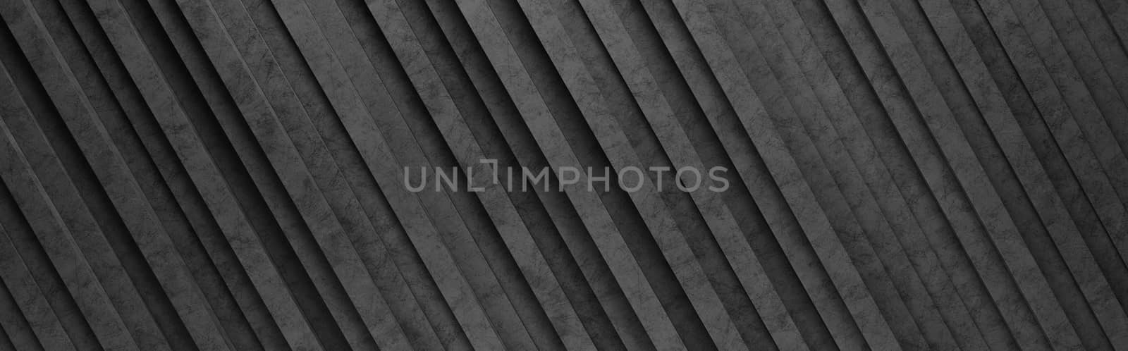 Wall of Black Diagonal Stripes Arranged in Random Height 3D Pattern Background Illustration