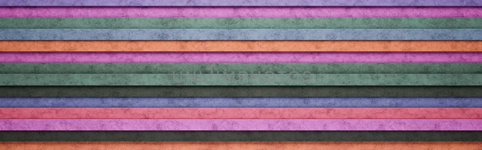 Wall of Colorful Horizontal Stripes Arranged in Random Height 3D Pattern Background Illustration