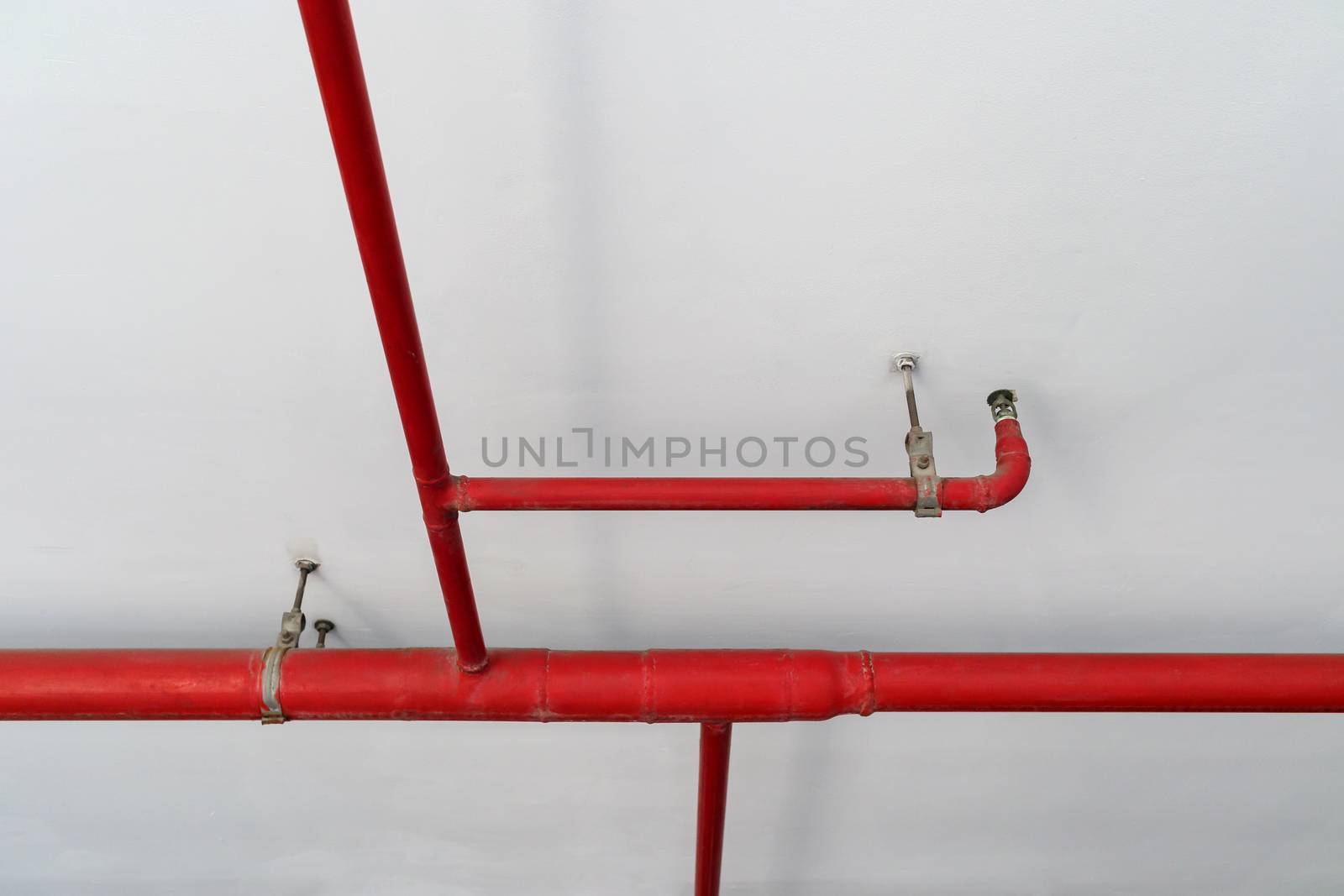 fire sprinkler or fire extinguishing system under building ceiling for emergency