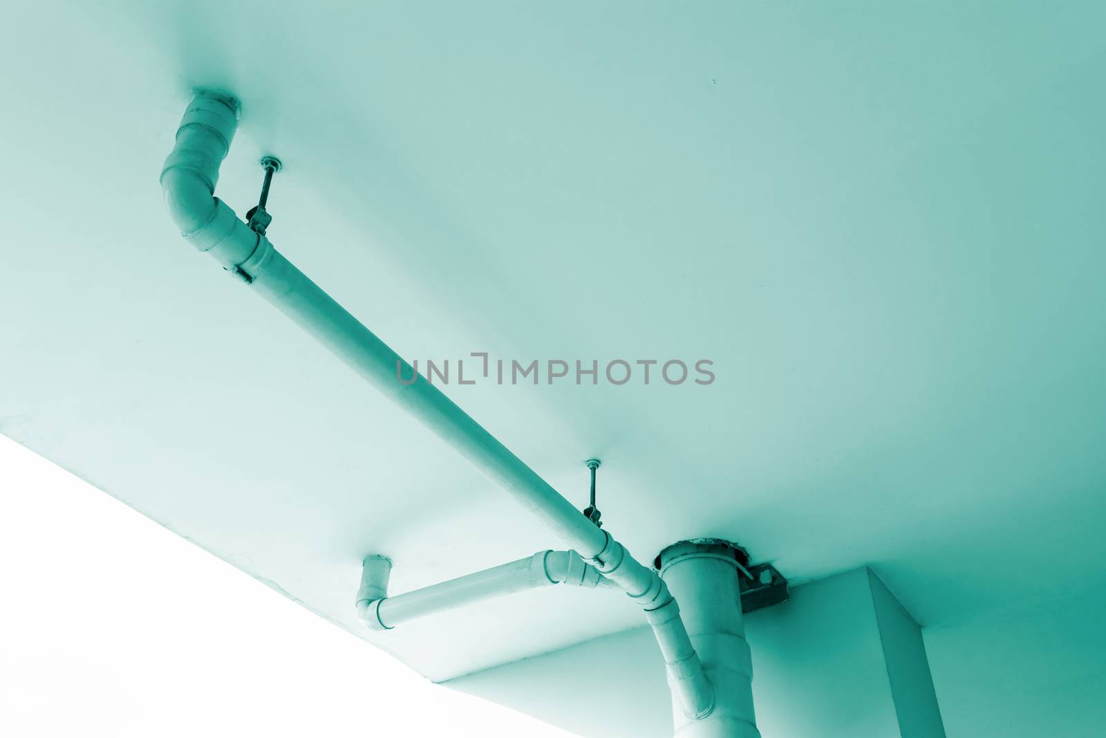 under ceiling sewer pipes or drain pipes system in modern building