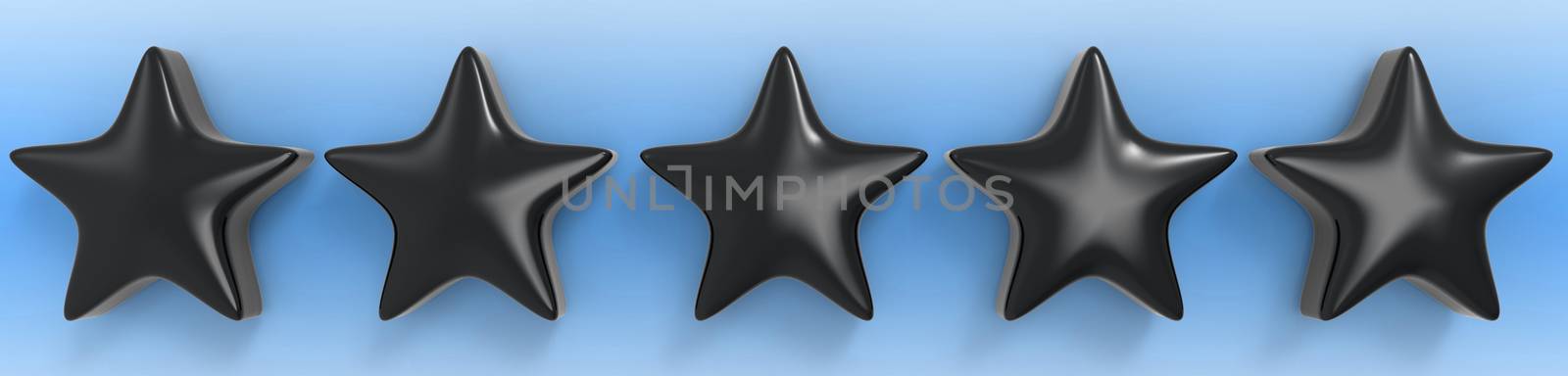 3d five blue star on color background. Render and illustration of golden star for premium