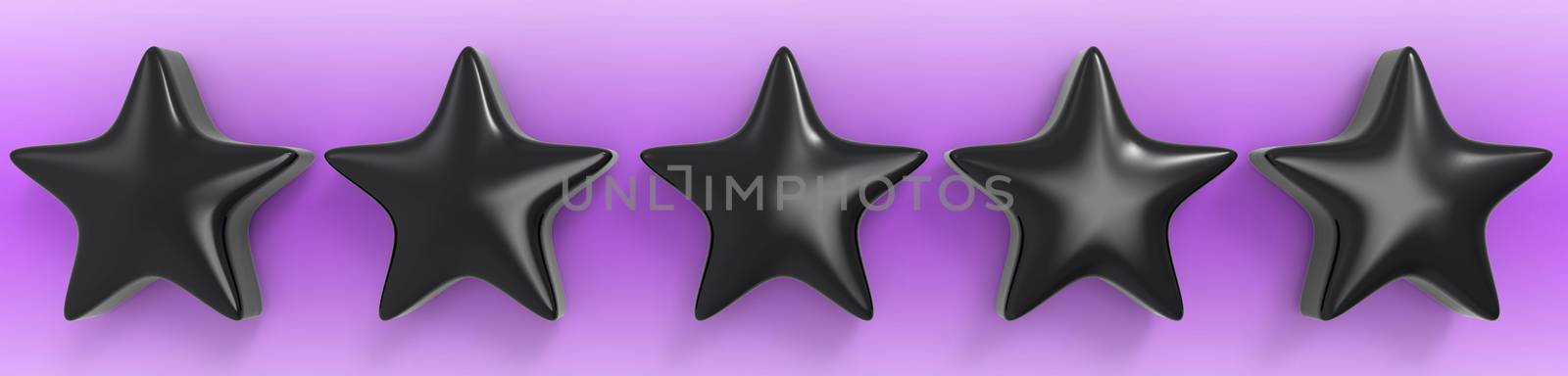 3d five violet star on color background. Render and illustration of golden star for premium