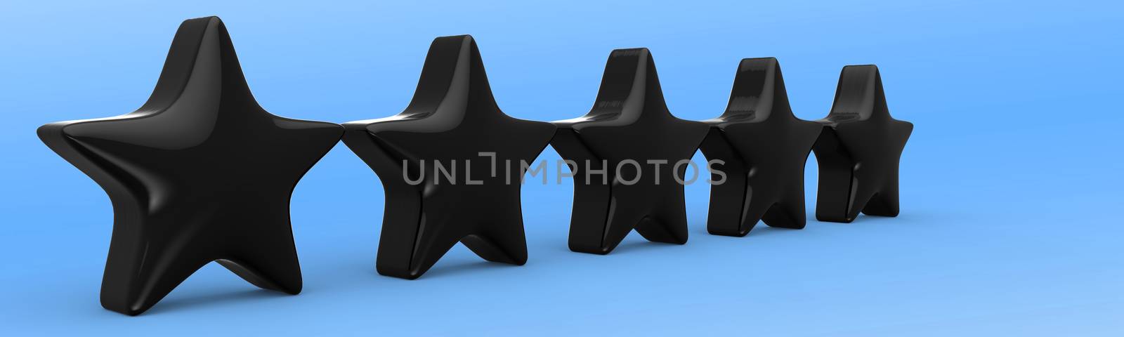 3d five blue star on color background. Render and illustration of golden star for premium