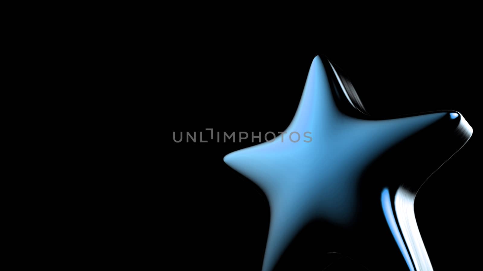 3d blue star on color background. Render and illustration of golden star for premium