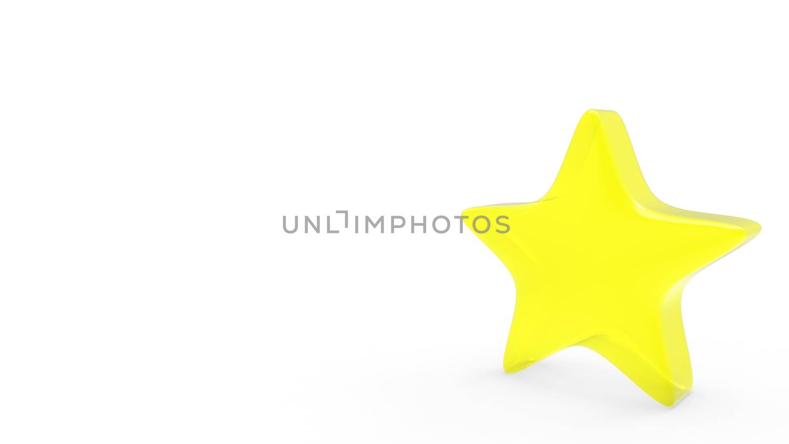 3d yellow star on color background. Render and illustration of golden star for premium