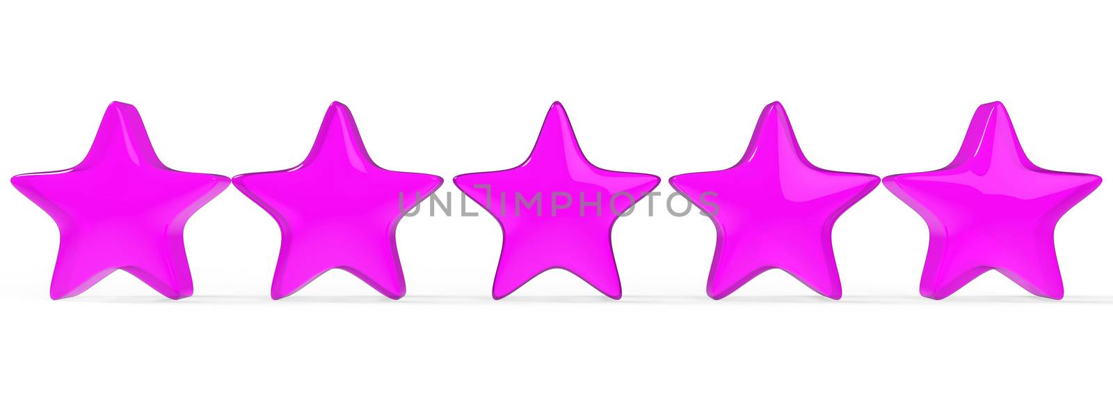 3d five purple star on color background. Render and illustration of golden star for premium