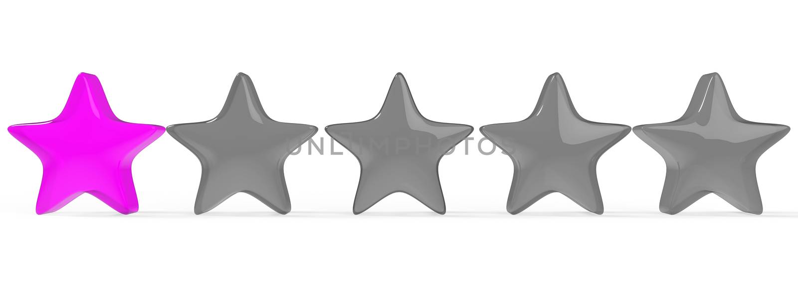 3d one purple star on color background. Render and illustration of golden star for premium