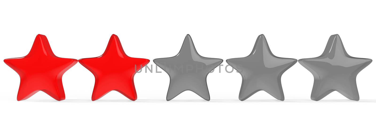 3d two red star on color background. Render and illustration of golden star for premium