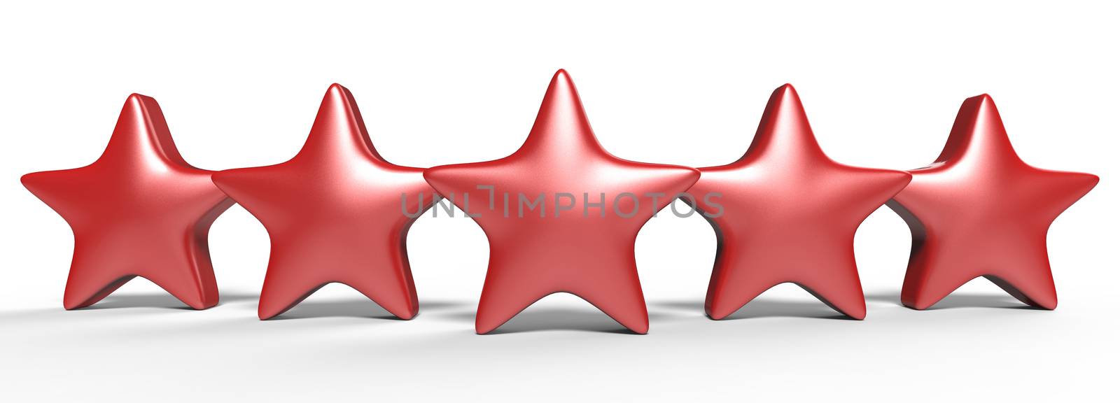 3d five red star on color background. Render and illustration of golden star for premium