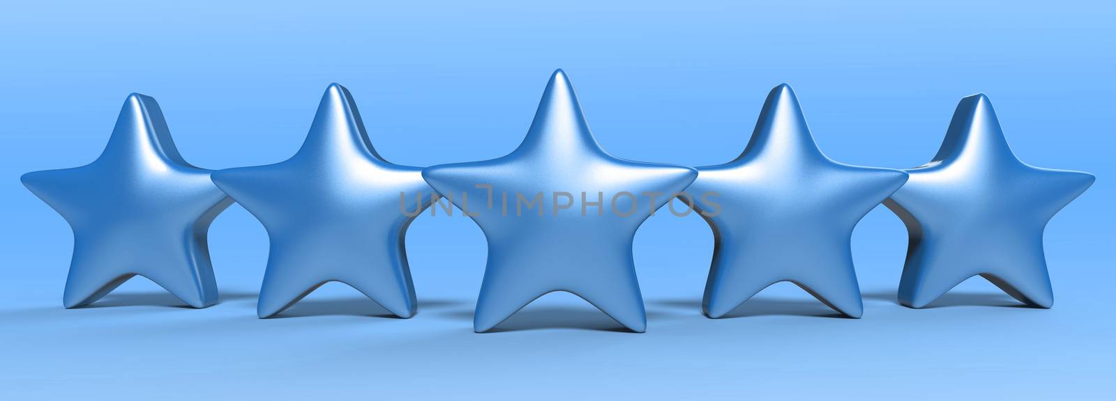 3d five blue star on color background. Render and illustration of golden star for premium