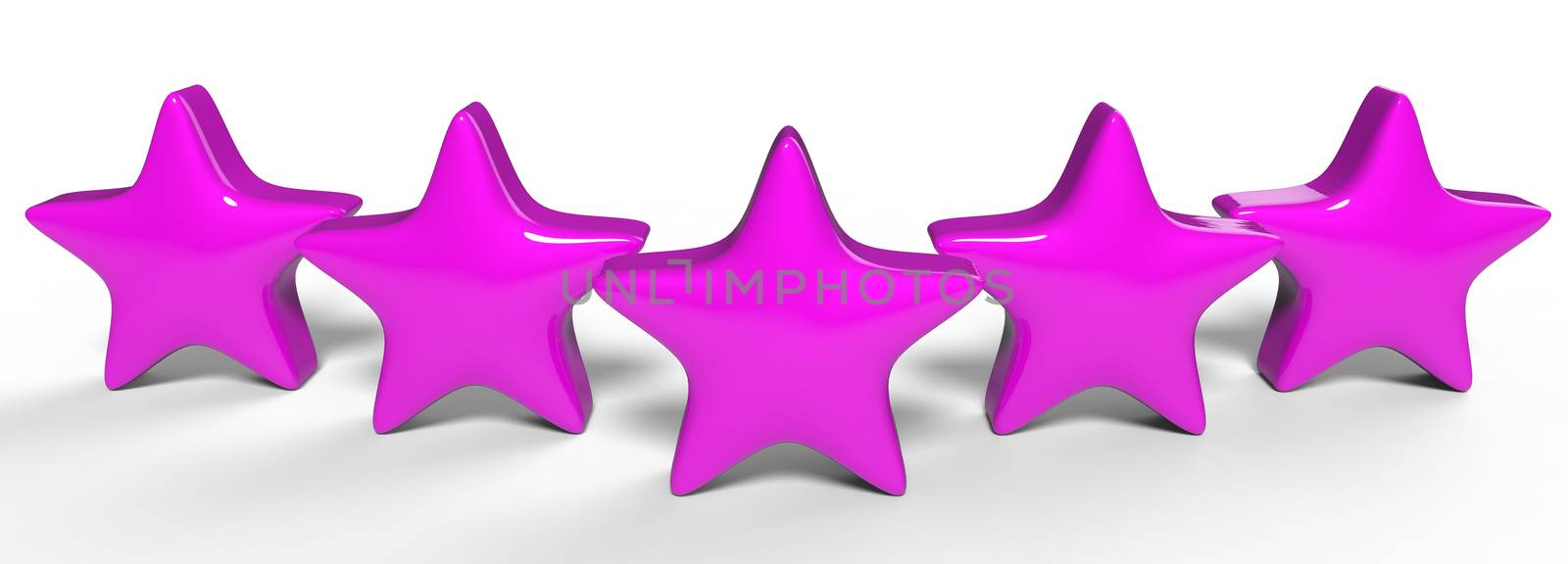 3d five purple star on color background. Render and illustration of golden star for premium review by Andreajk3