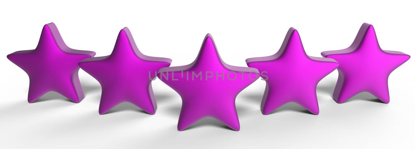 3d five purple star on color background. Render and illustration of golden star for premium review by Andreajk3