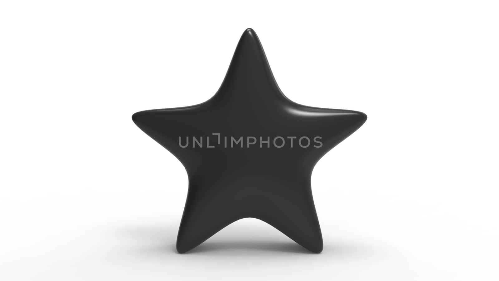 3d black star on white background. Render and illustration of golden star for premium