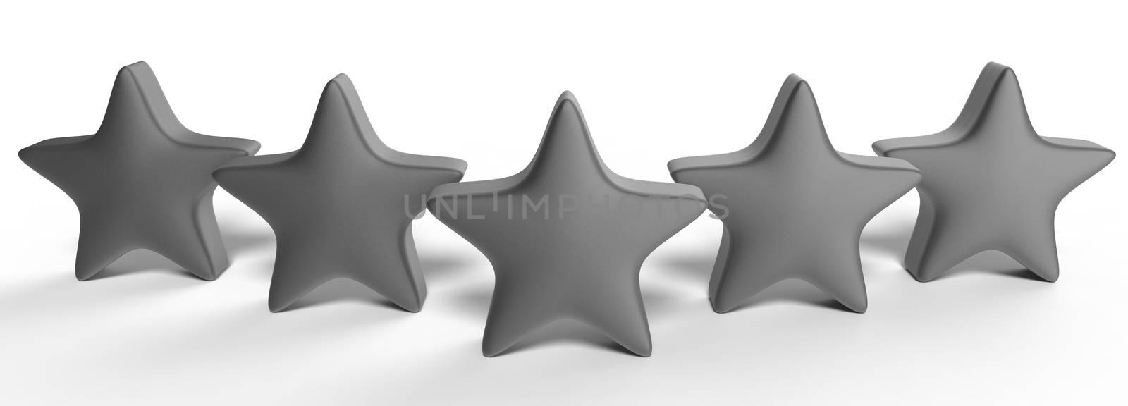 3d five gray star on color background. Render and illustration of golden star for premium review by Andreajk3