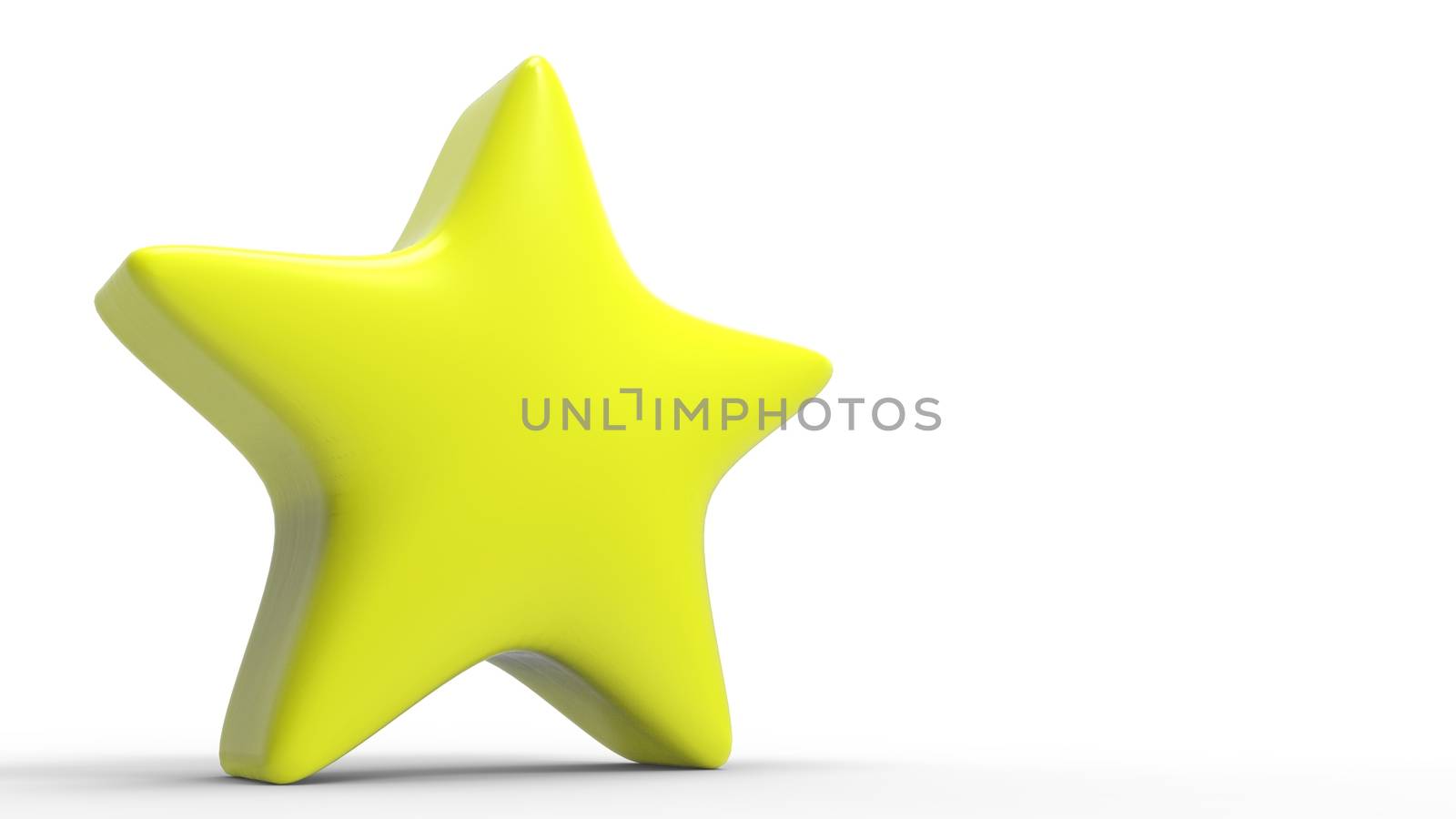 3d yellow star on color background. Render and illustration of golden star for premium