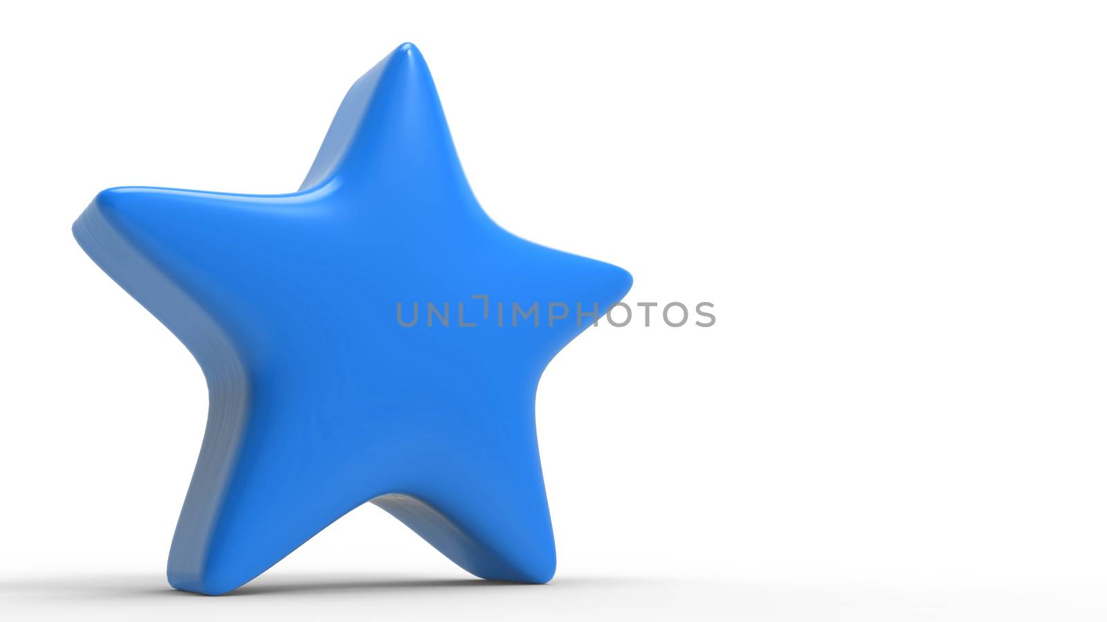 3d blue star on color background. Render and illustration of golden star for premium reviews by Andreajk3