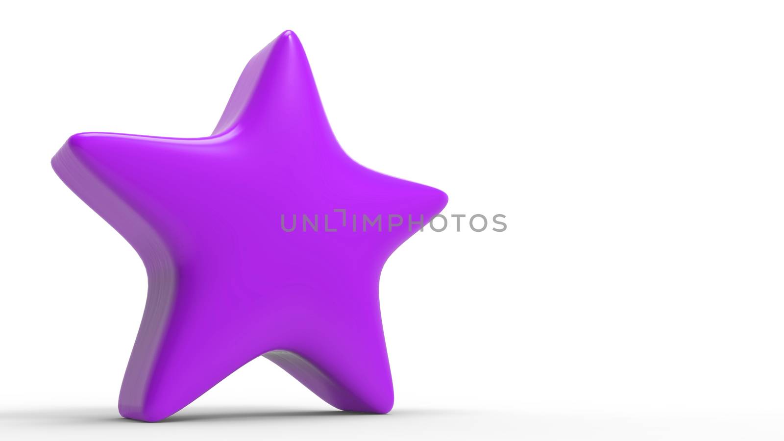 3d violet star on color background. Render and illustration of golden star for premium reviews by Andreajk3