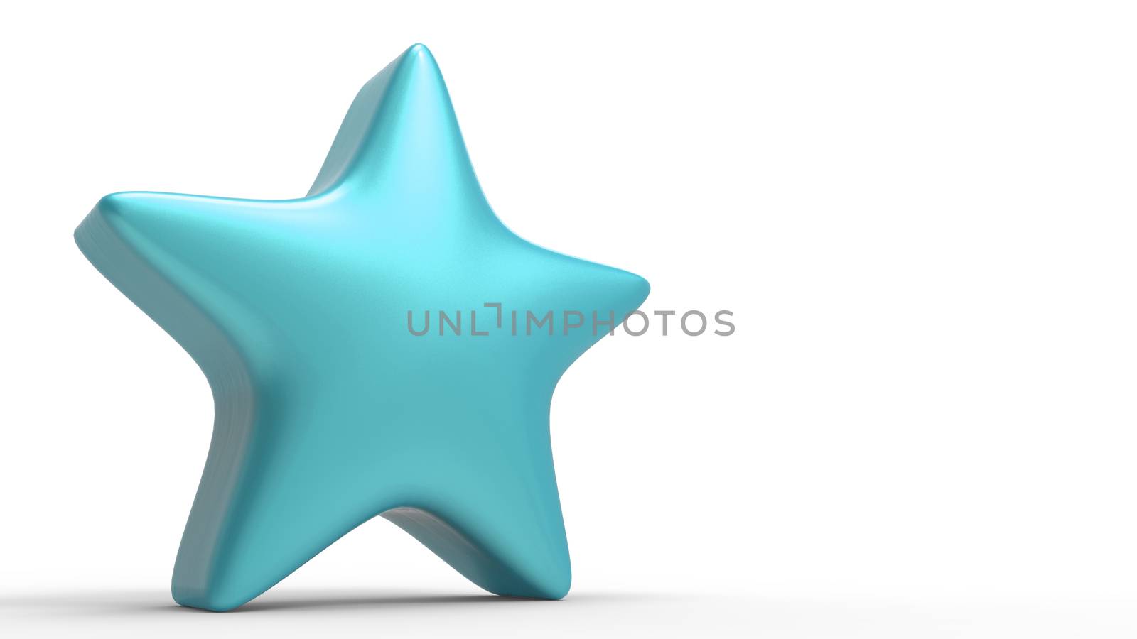 3d azure star on color background. Render and illustration of golden star for premium