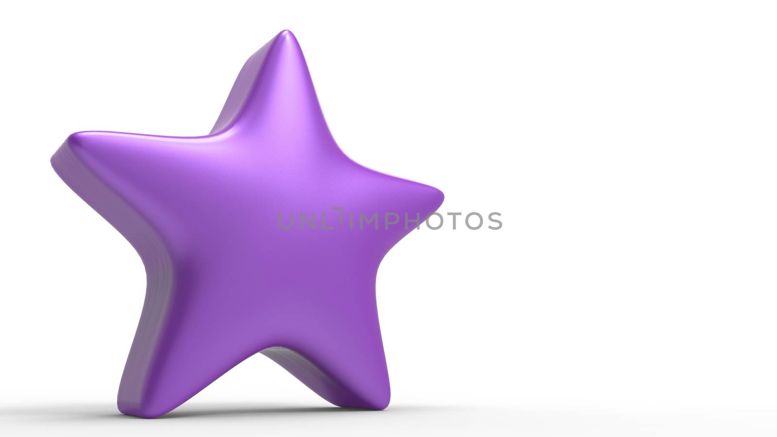 3d violet star on color background. Render and illustration of golden star for premium