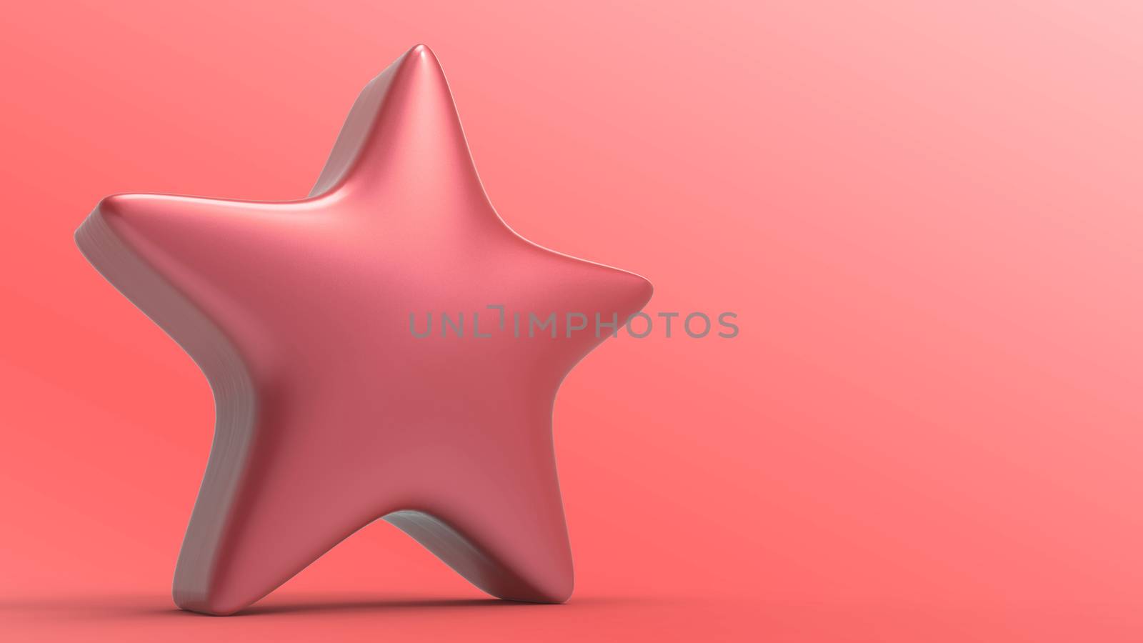 3d red star on color background. Render and illustration of golden star for premium