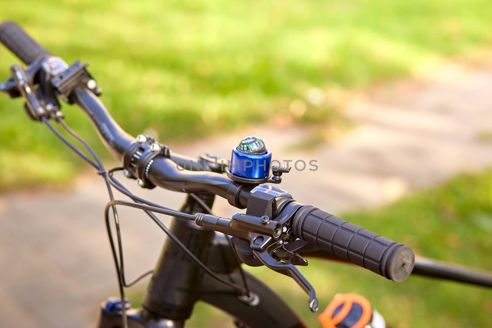 Close-up view of rudder bike . Active leisure on the nature by AliaksandrFilimonau