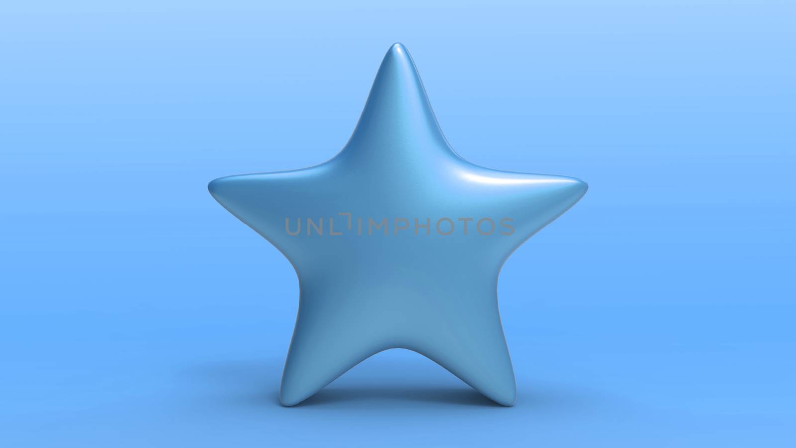 3d blue star on color background. Render and illustration of golden star for premium