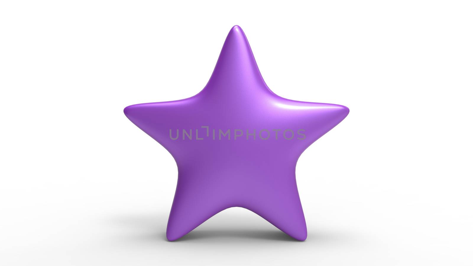 3d violet star on color background. Render and illustration of golden star for premium