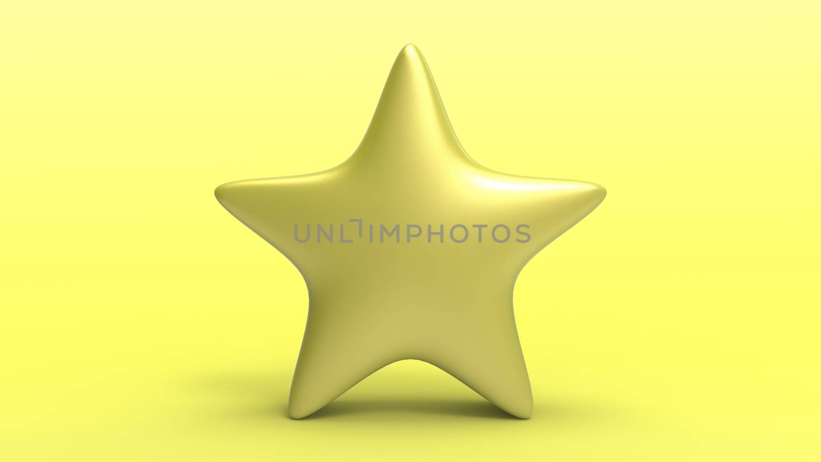 3d yellow star on color background. Render and illustration of golden star for premium reviews by Andreajk3