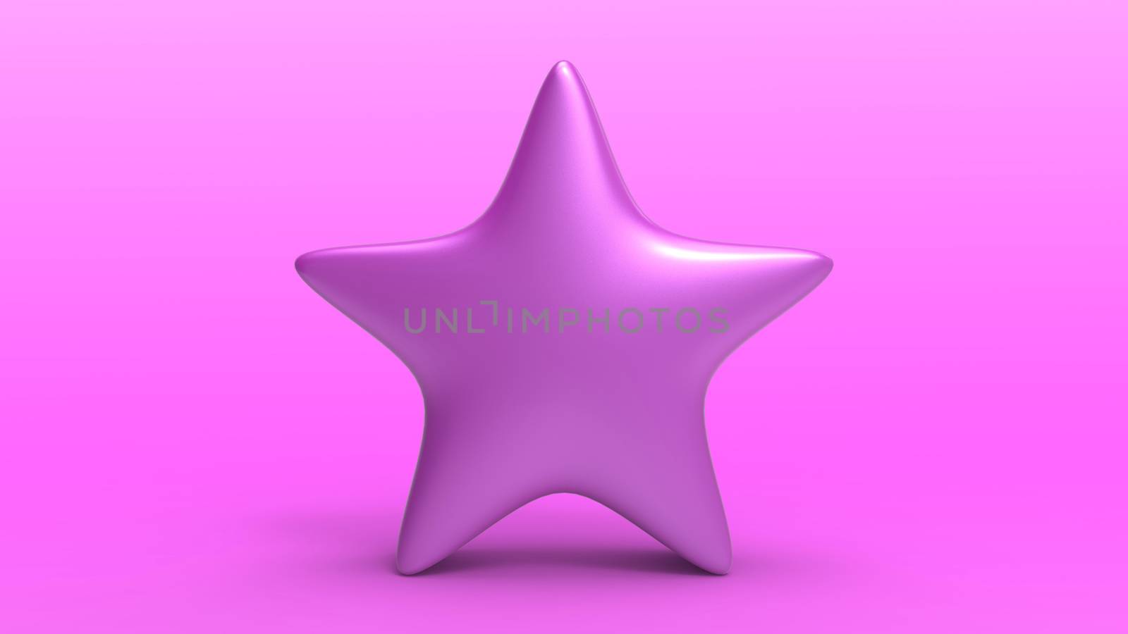 3d purple star on color background. Render and illustration of golden star for premium