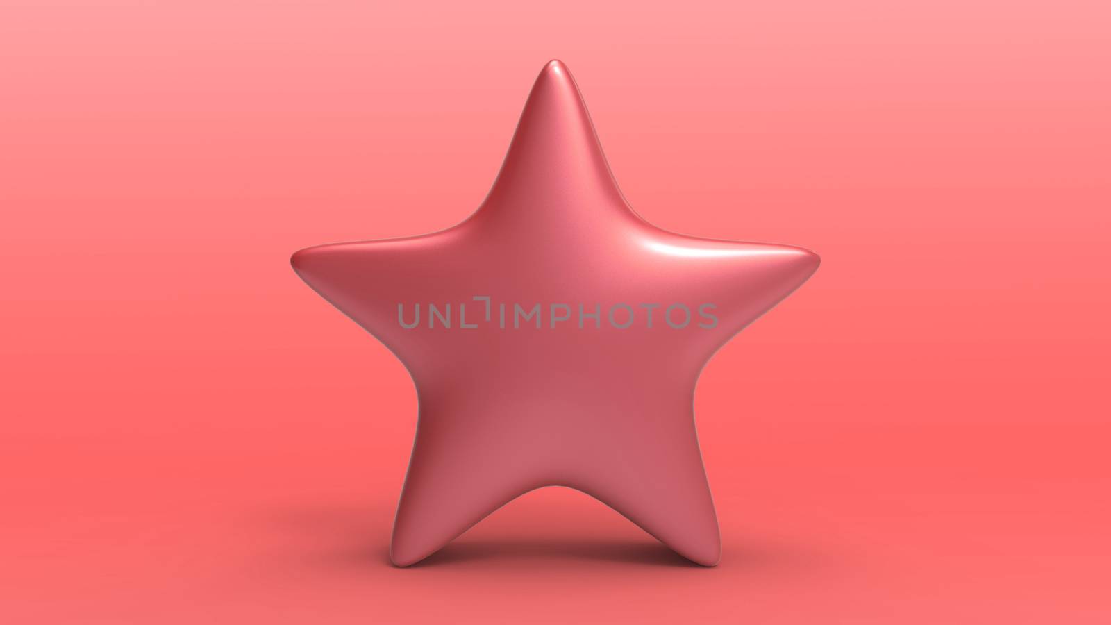 3d red star on color background. Render and illustration of golden star for premium