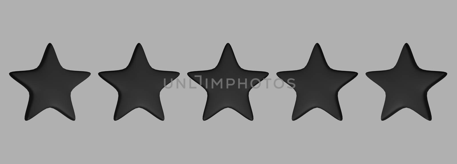 3d five gray star on color background. Render and illustration of golden star for premium review by Andreajk3