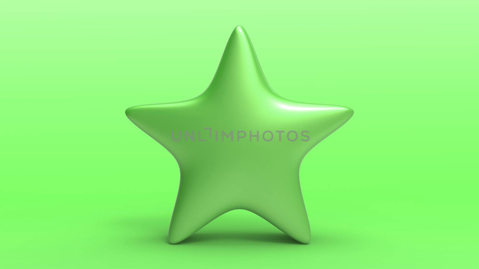 3d green star on color background. Render and illustration of golden star for premium reviews by Andreajk3