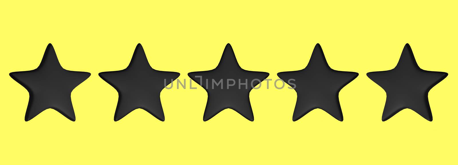 3d five yellow star on color background. Render and illustration of golden star for premium review by Andreajk3