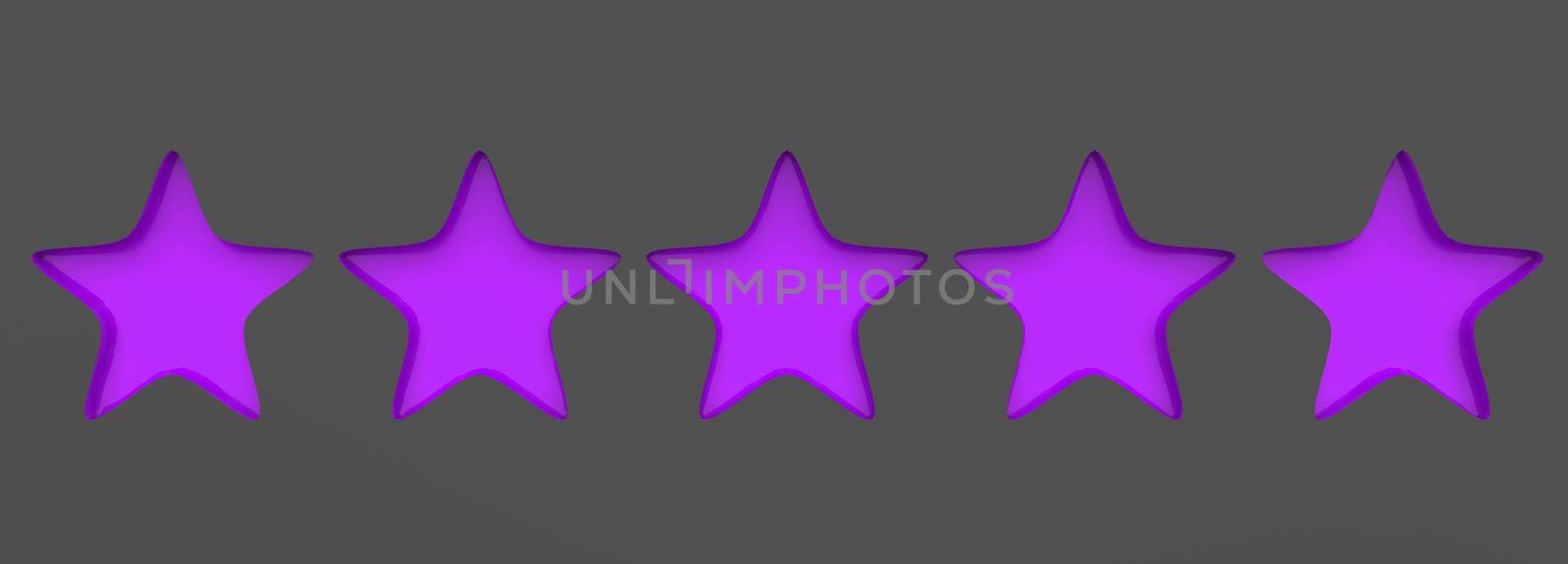 3d five violet star on color background. Render and illustration of golden star for premium review by Andreajk3