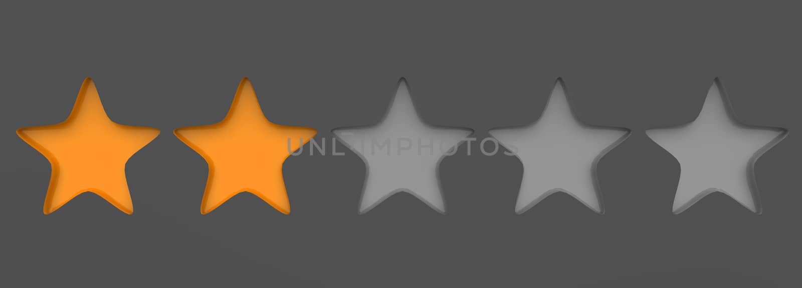 3d two orange star on color background. Render and illustration of golden star for premium review by Andreajk3