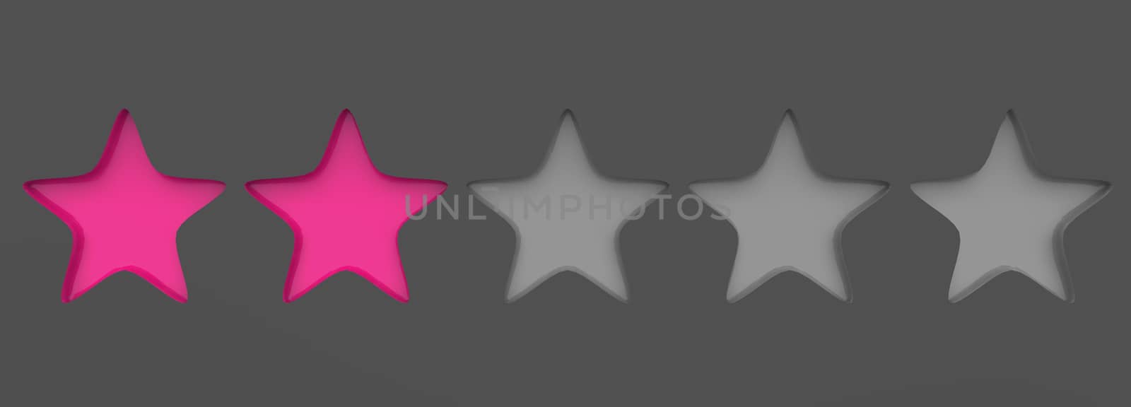 3d two pink star on color background. Render and illustration of golden star for premium