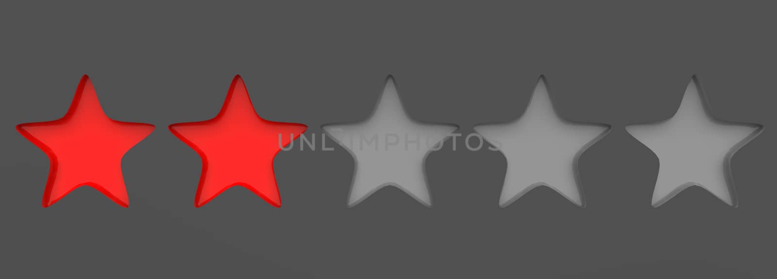 3d two red star on color background. Render and illustration of golden star for premium