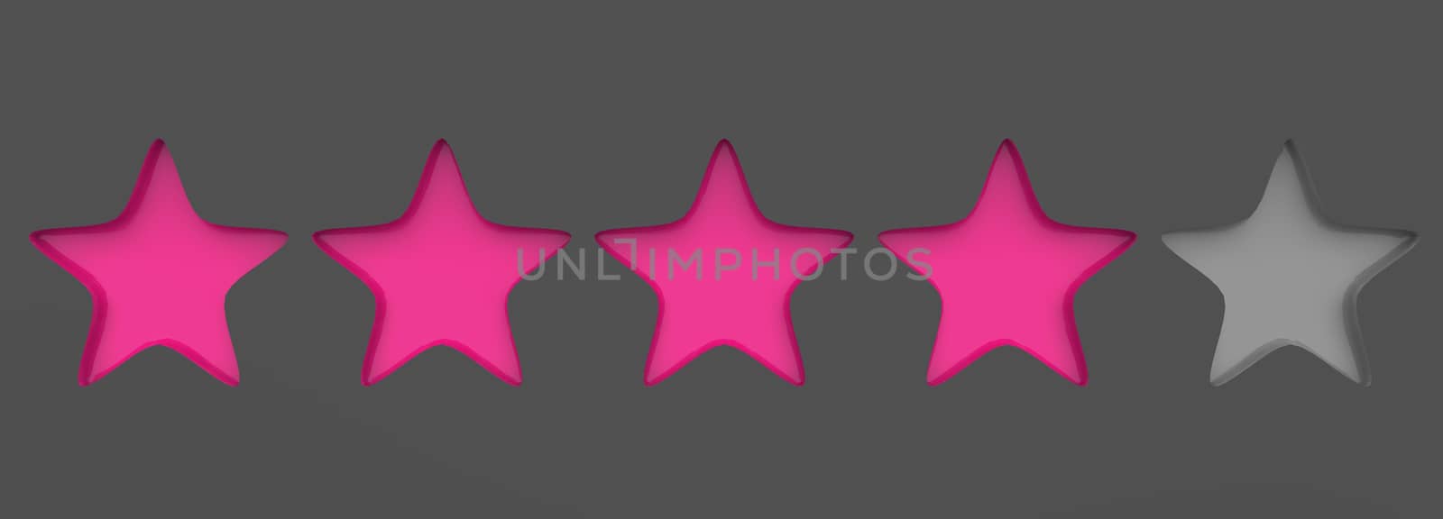 3d four pink star on color background. Render and illustration of golden star for premium