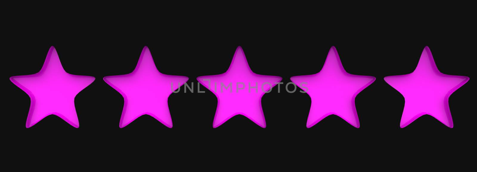 3d five purple star on color background. Render and illustration of golden star for premium review by Andreajk3