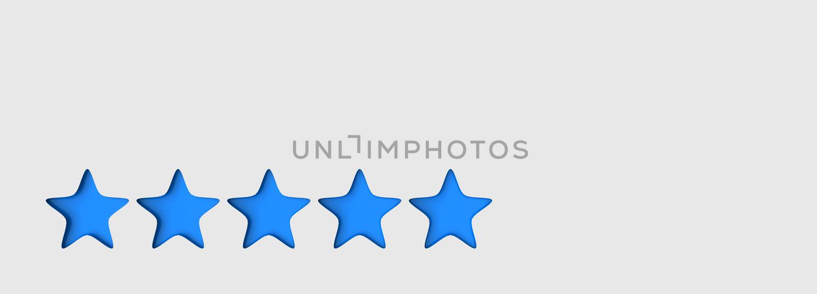 3d five blue star on color background. Render and illustration of golden star for premium reviews by Andreajk3