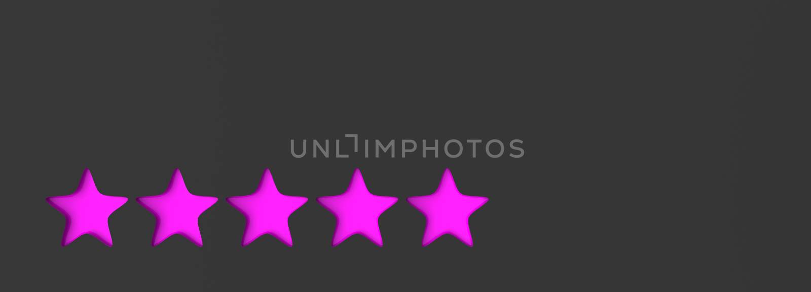 3d five purple star on color background. Render and illustration of golden star for premium