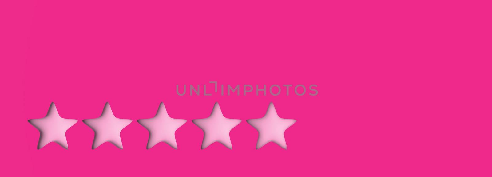 3d five pink star on color background. Render and illustration of golden star for premium review by Andreajk3