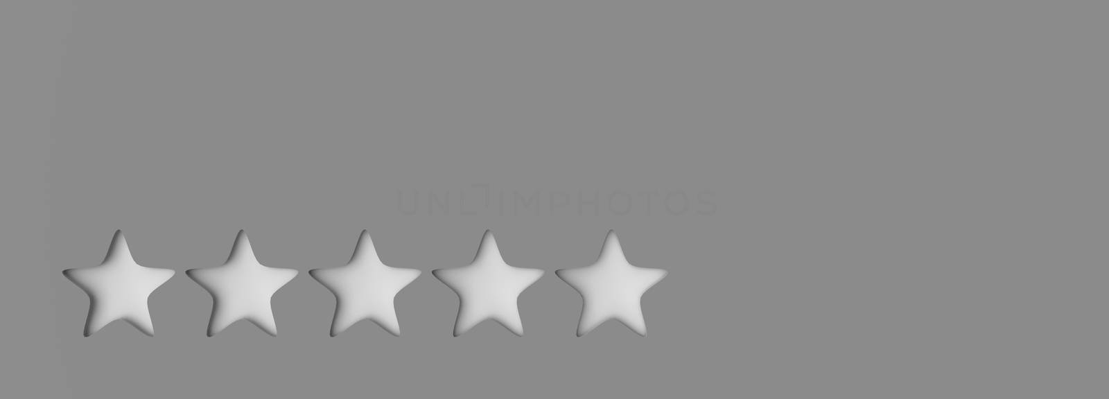 3d five gray star on color background. Render and illustration of golden star for premium review by Andreajk3