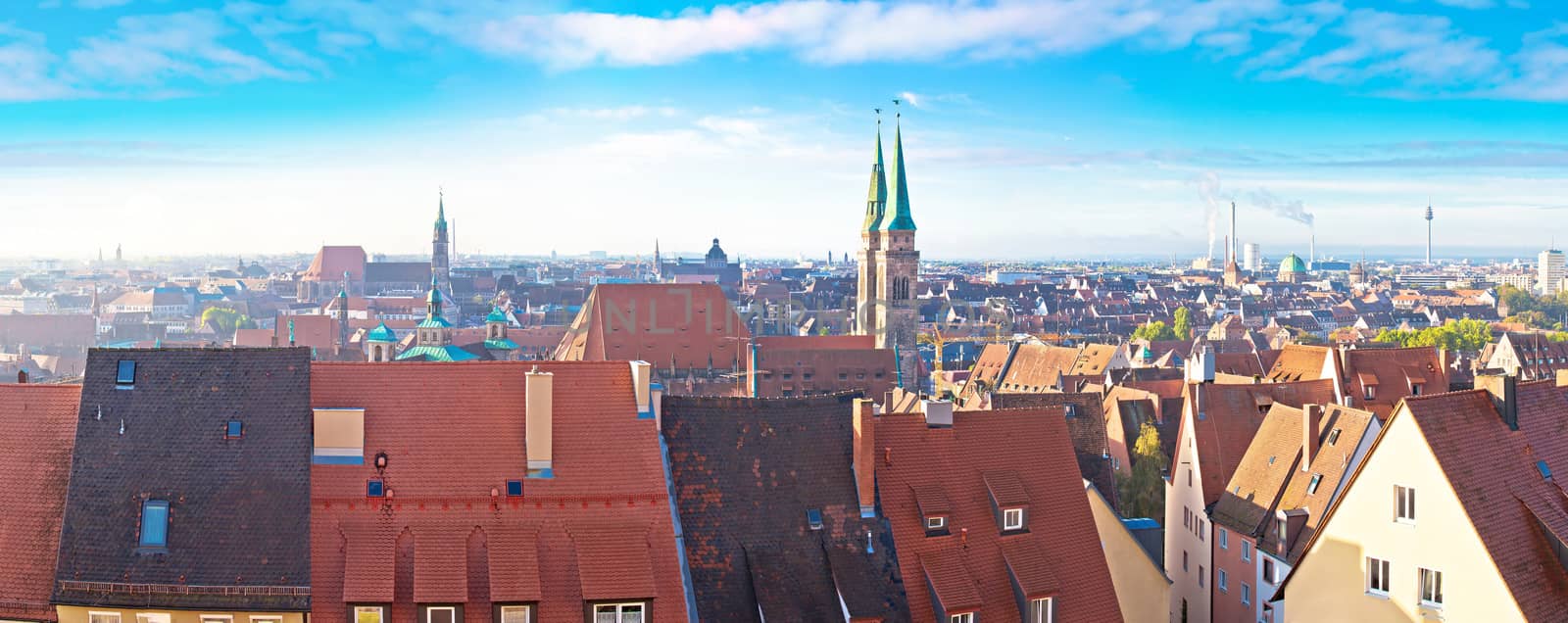 Nurnberg. Rooftops and cityscape of Nuremberg old town panoramic by xbrchx