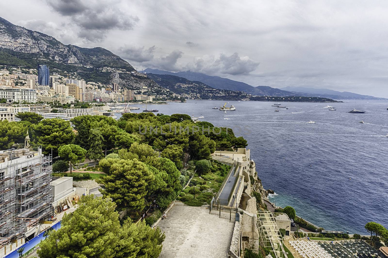 View over the coast of Monte Carlo, Principality of Monaco by marcorubino