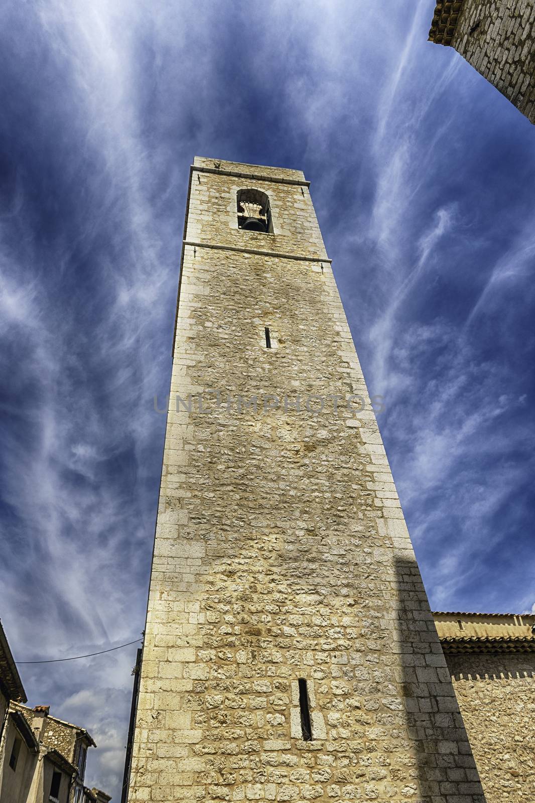 Picturesque medieval tower in Saint-Paul-de-Vence, Cote d'Azur,  by marcorubino