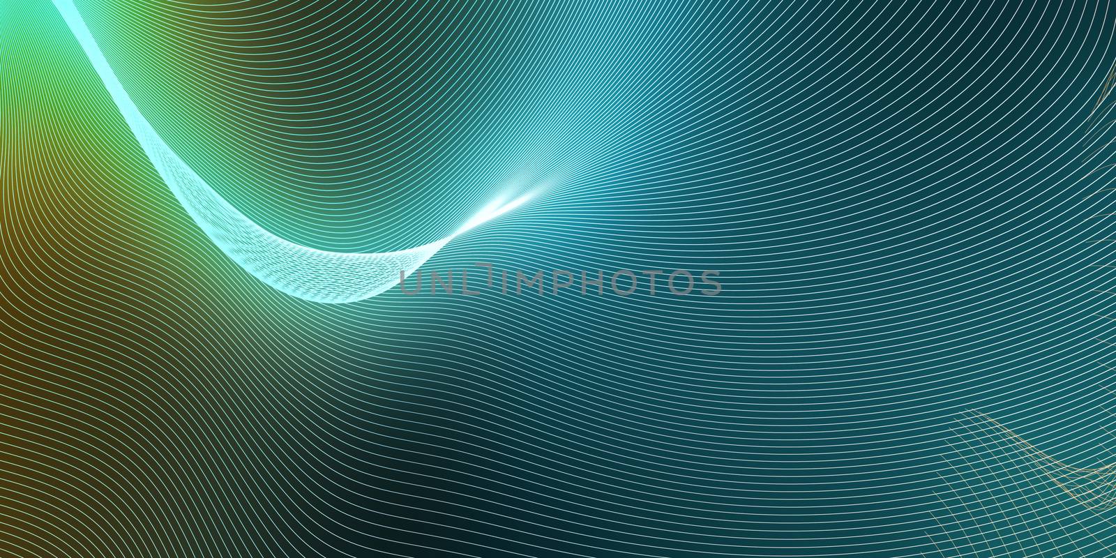 Energy Ripple in Blue and Yellow Neon Background