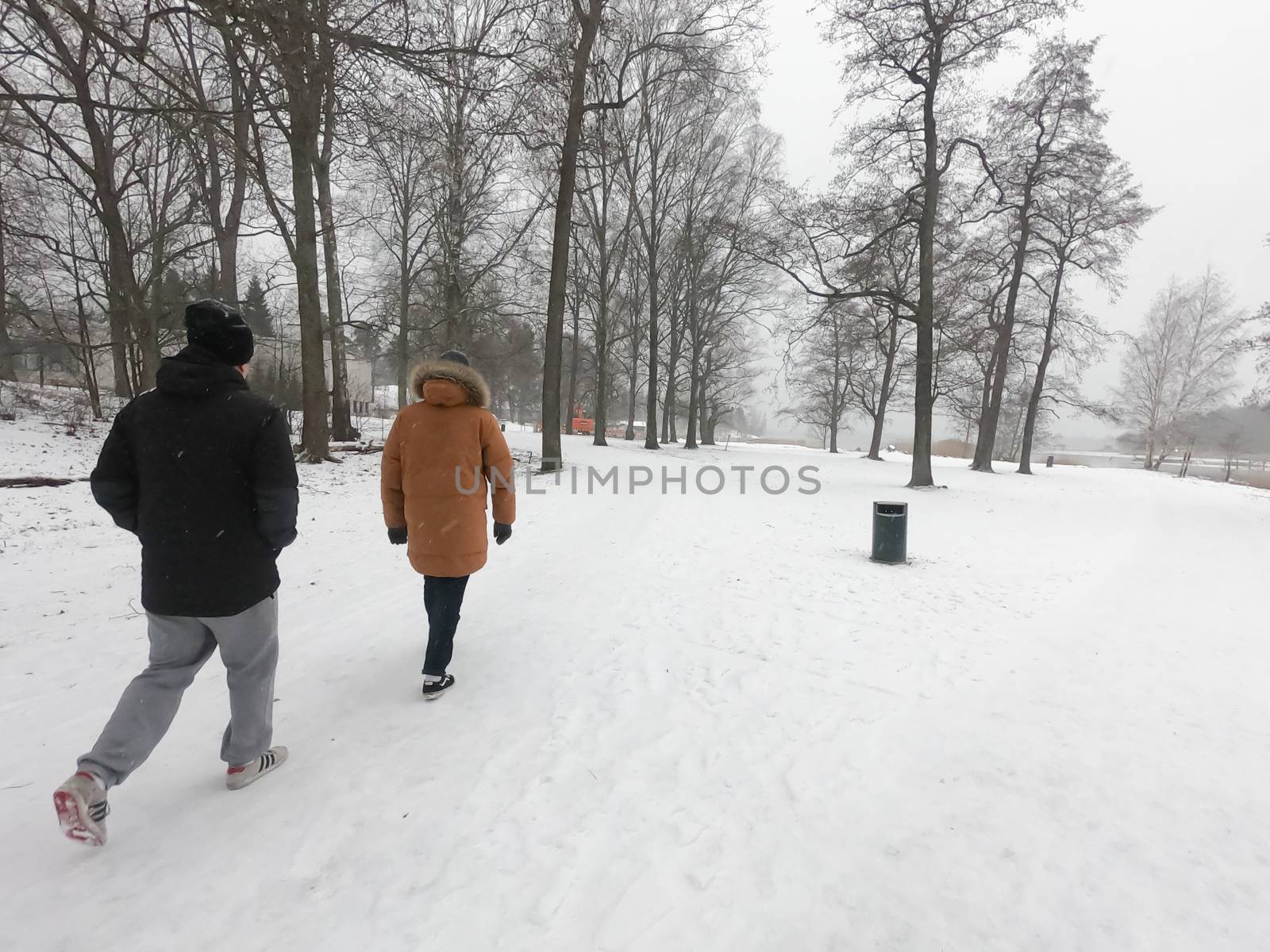 People have walked at a nature park during covid-19 pandemic soc by animagesdesign